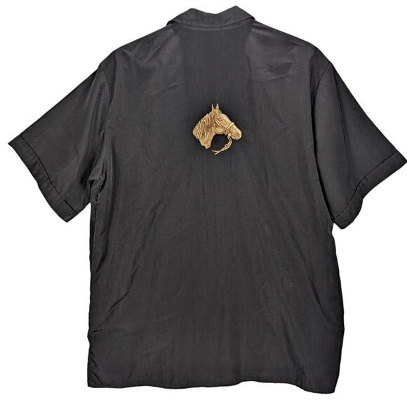 Vintage Scorpio USA Shirt Mens Extra Large Black White Embroidered Horse Bowling - Picture 2 of 9